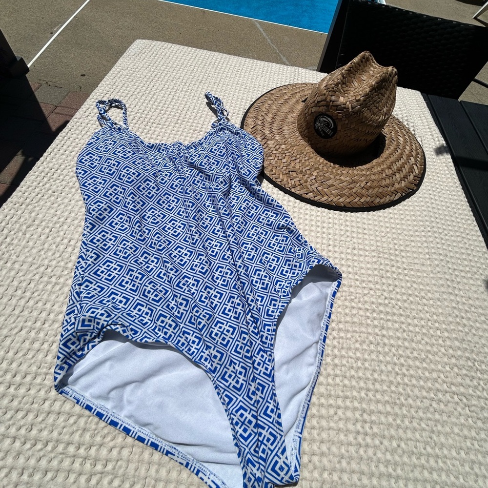 Catalina Blue and White womans One Piece Swimsuit